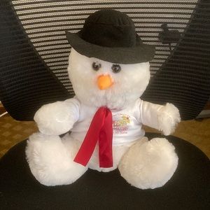 Christmas stuffed snowman/bear; 100% polyester; preowned in good condition
